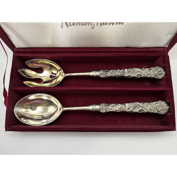 Godinger VTG Silver Plate Salad Serving Set for Neiman Marcus Grape Vineyard 242 - Picture 2 of 10